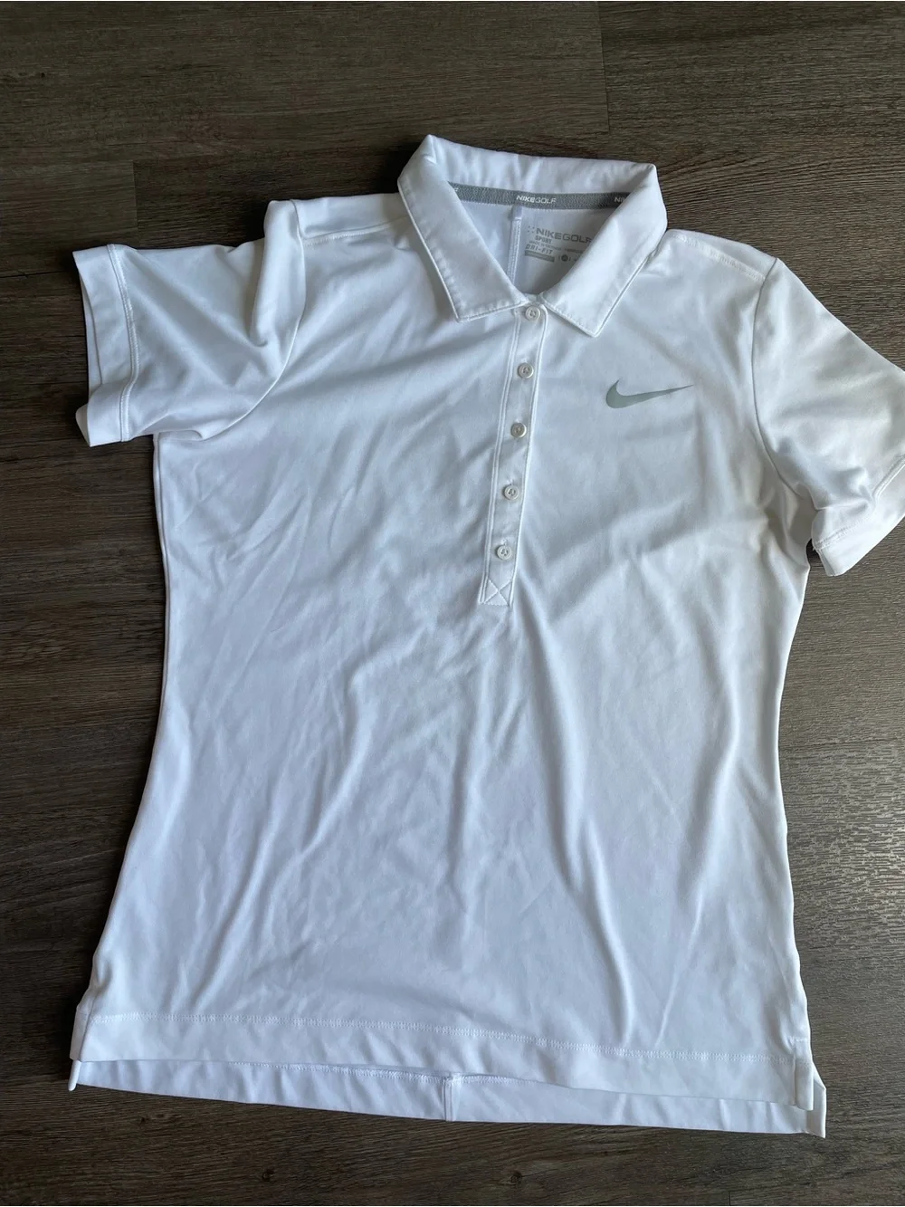 Nike White Women's Short Sleeve Polo Button-Down Shirt - Picture 2 of 12